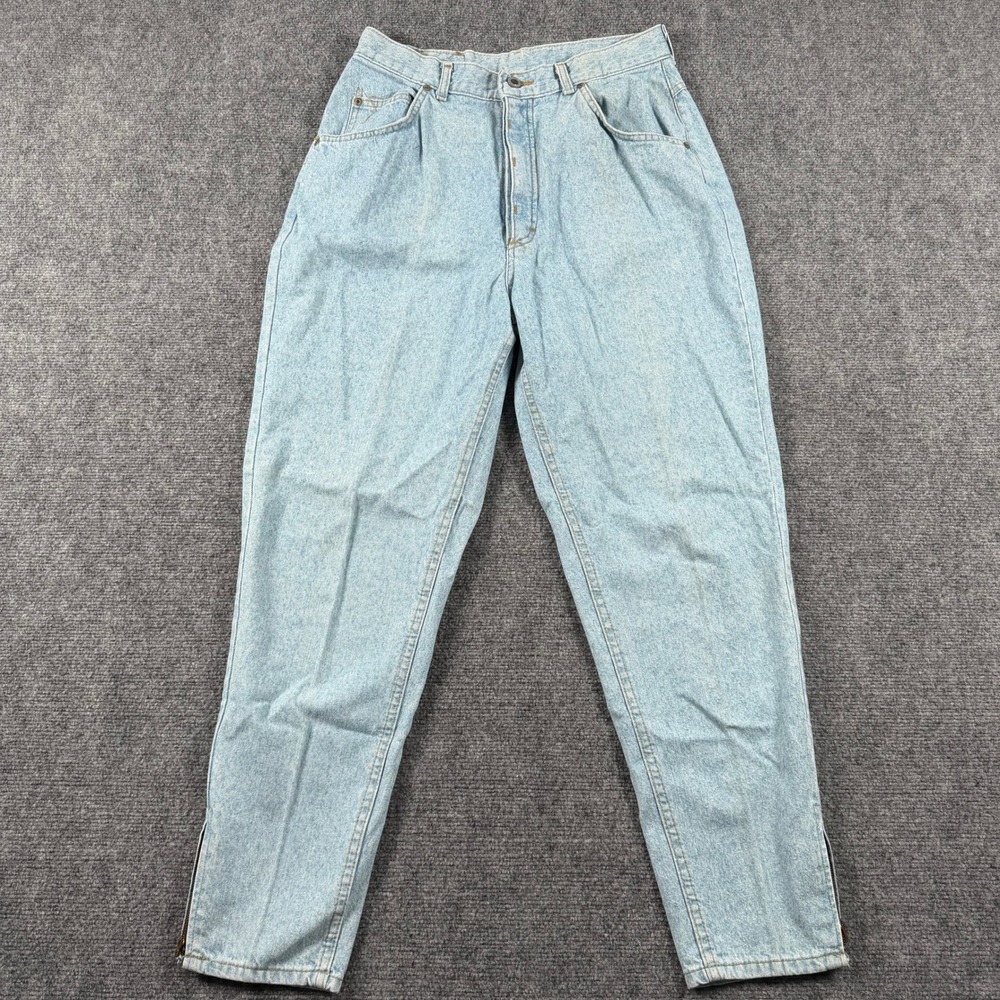 Lee Jeans Womens 27 Light Blue Acid Wash High Rise Pleated Ankle Zip Vintage 90s